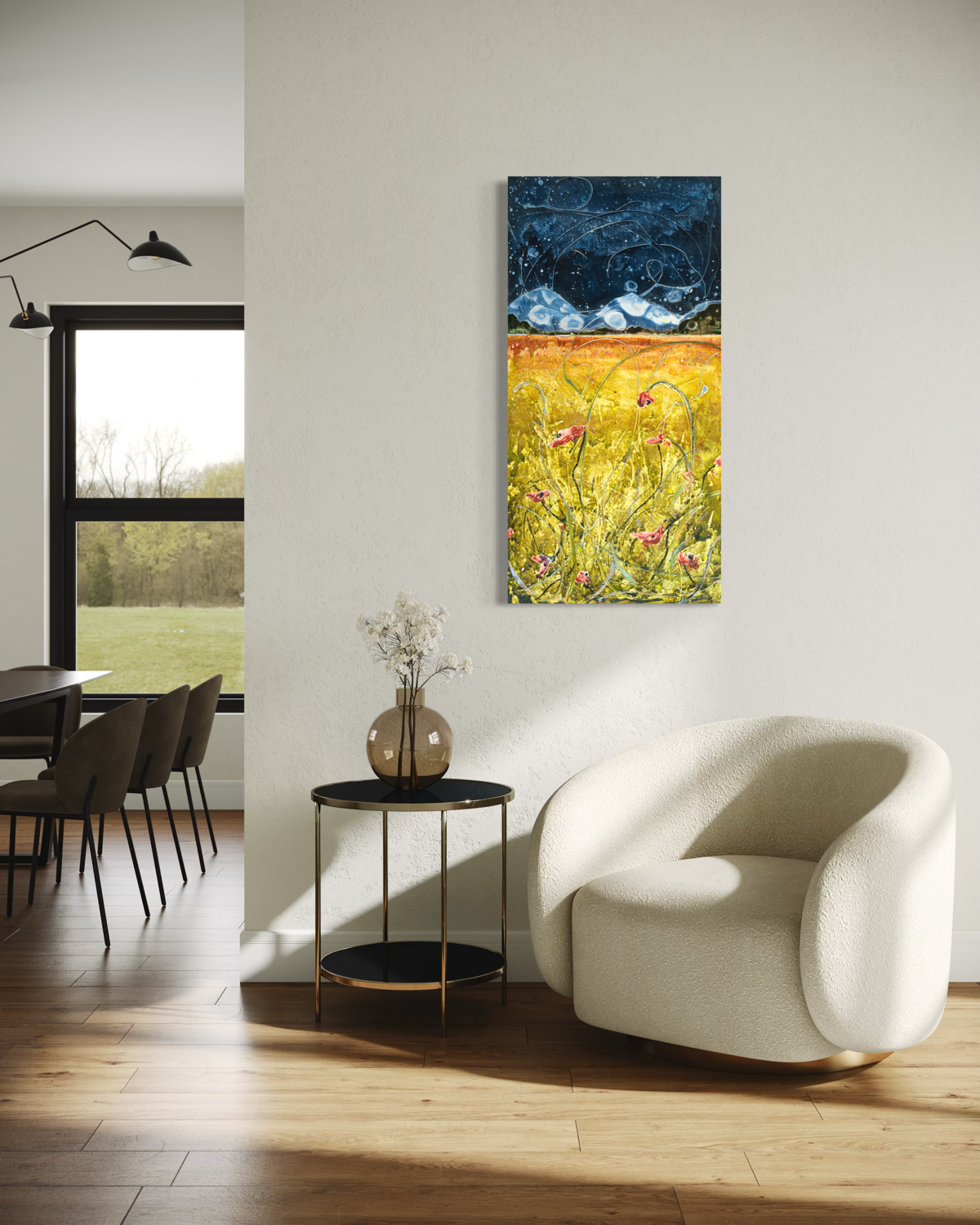 Midnight Meadow: Golden | 48” x 24”