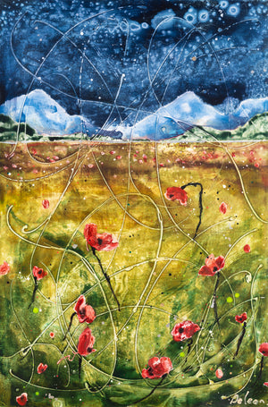 Midnight Meadow: Star Shower | 36" x 24"